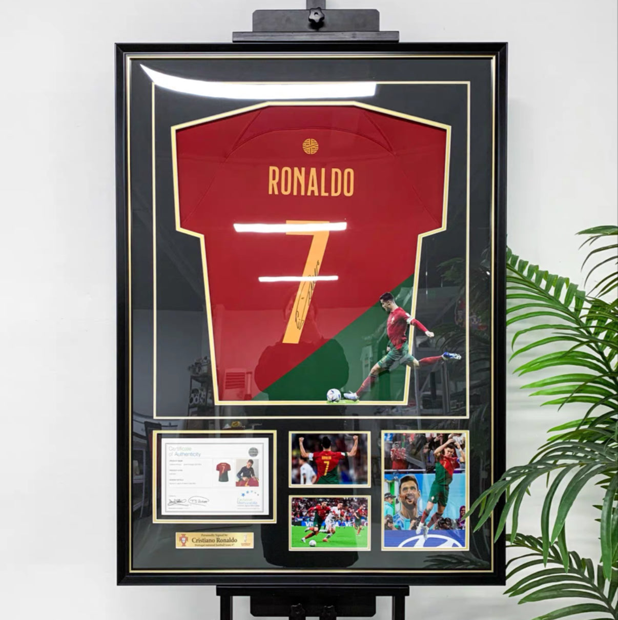 Portugal Cristiano Ronaldo Autographed Jersey with Personalized Custom Design Framed 000031