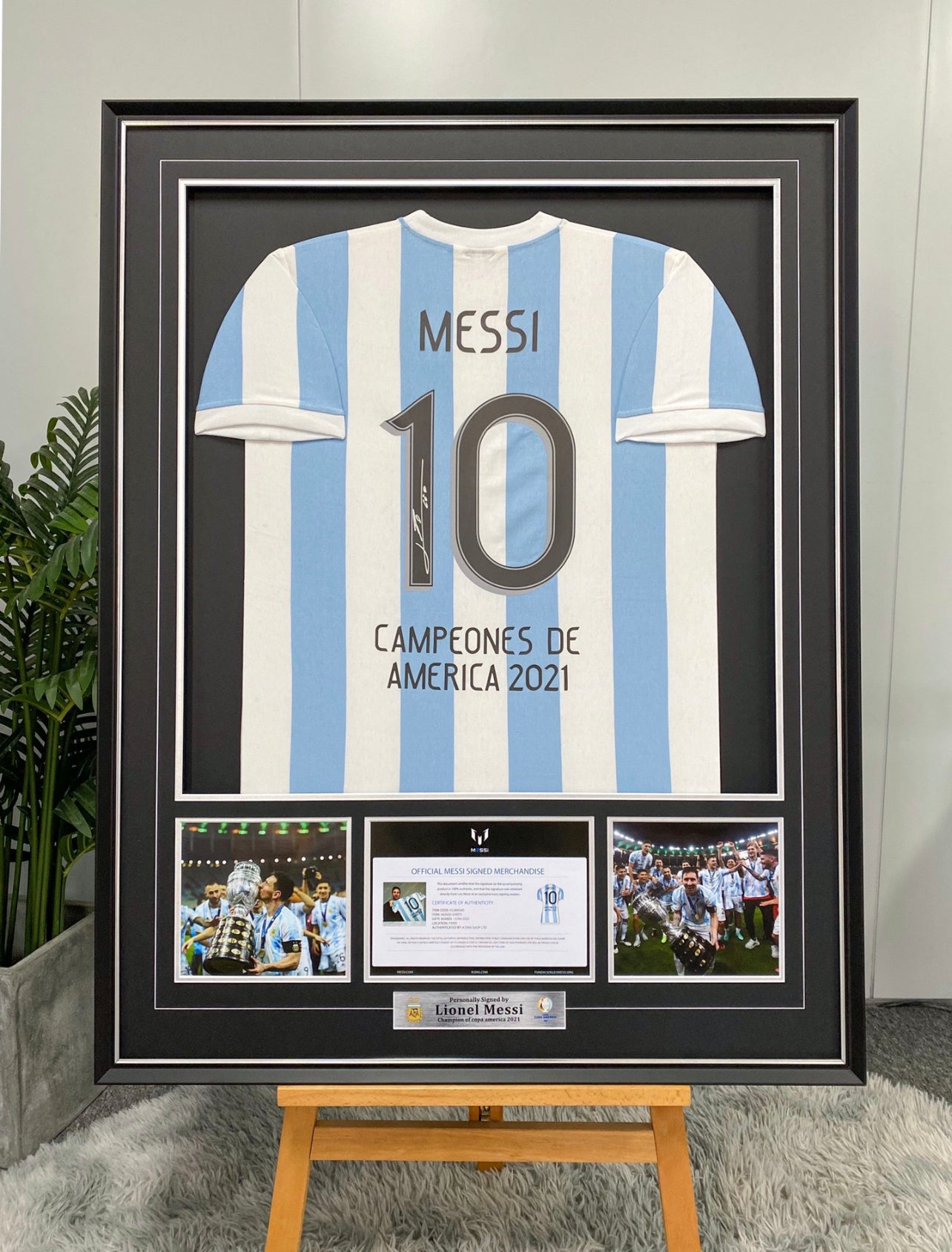 Argentina Lionel Messi Autographed Jersey with Personalized Custom Design Framed 000053