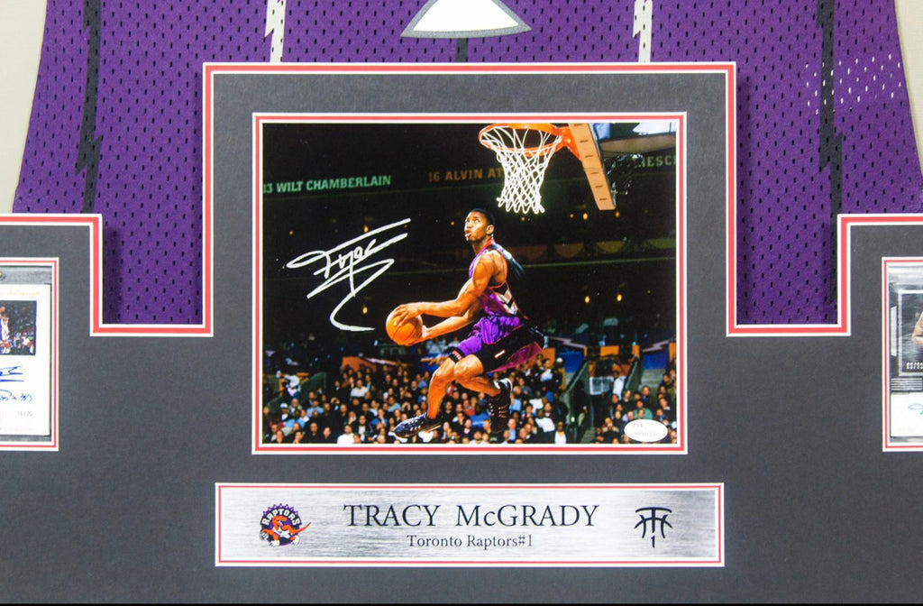 Toronto Raptors Tracy McGrady Autographed Jersey with Personalized Custom Design Framed 000016