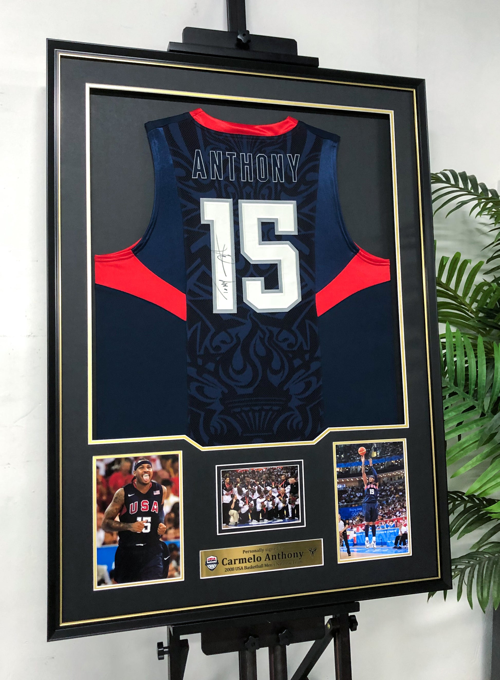 USA Carmelo Anthony Autographed Jersey with Personalized Custom Design Framed 000037