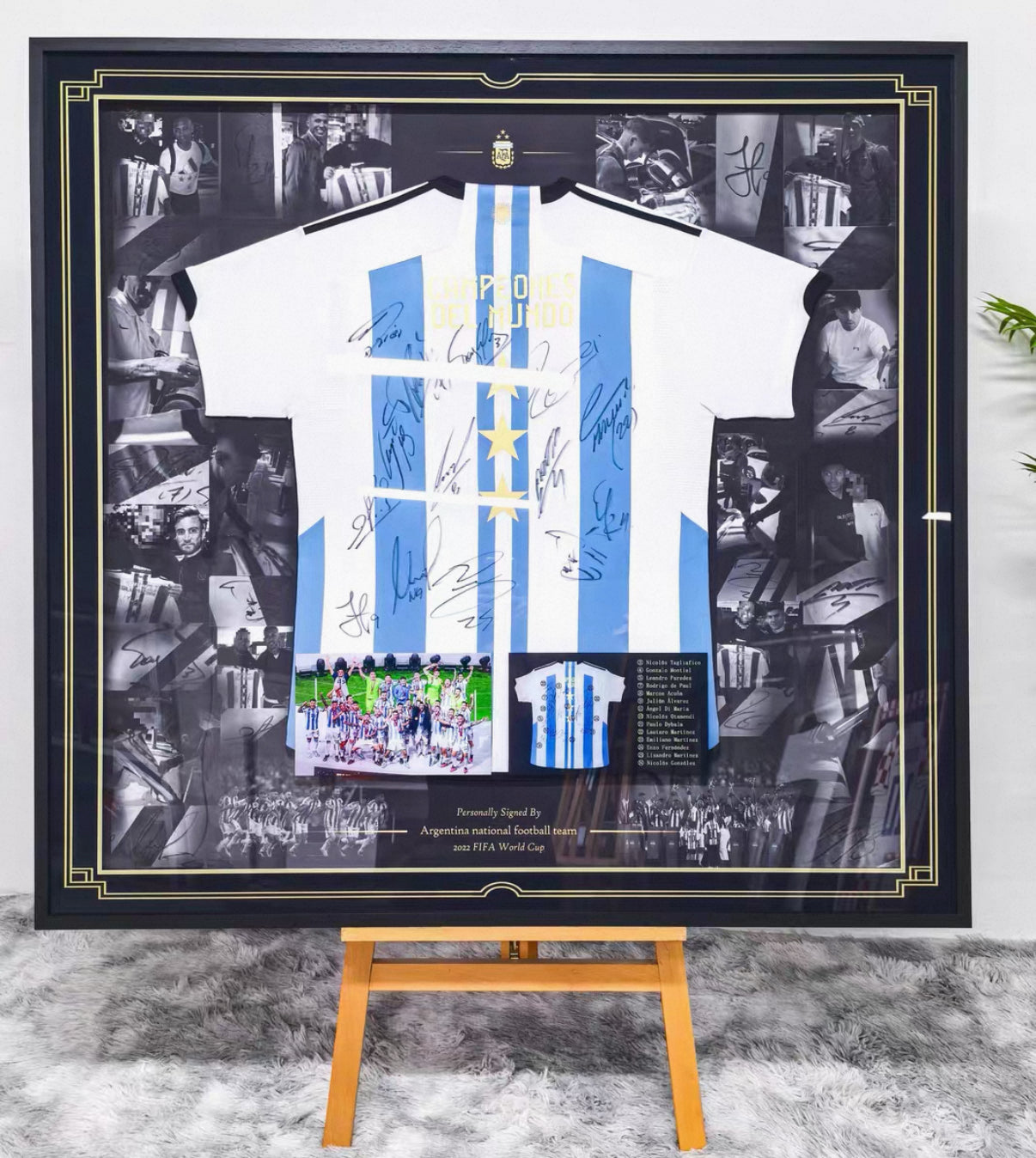 Argentina  Autographed Jersey with Personalized Custom Design Framed 000057