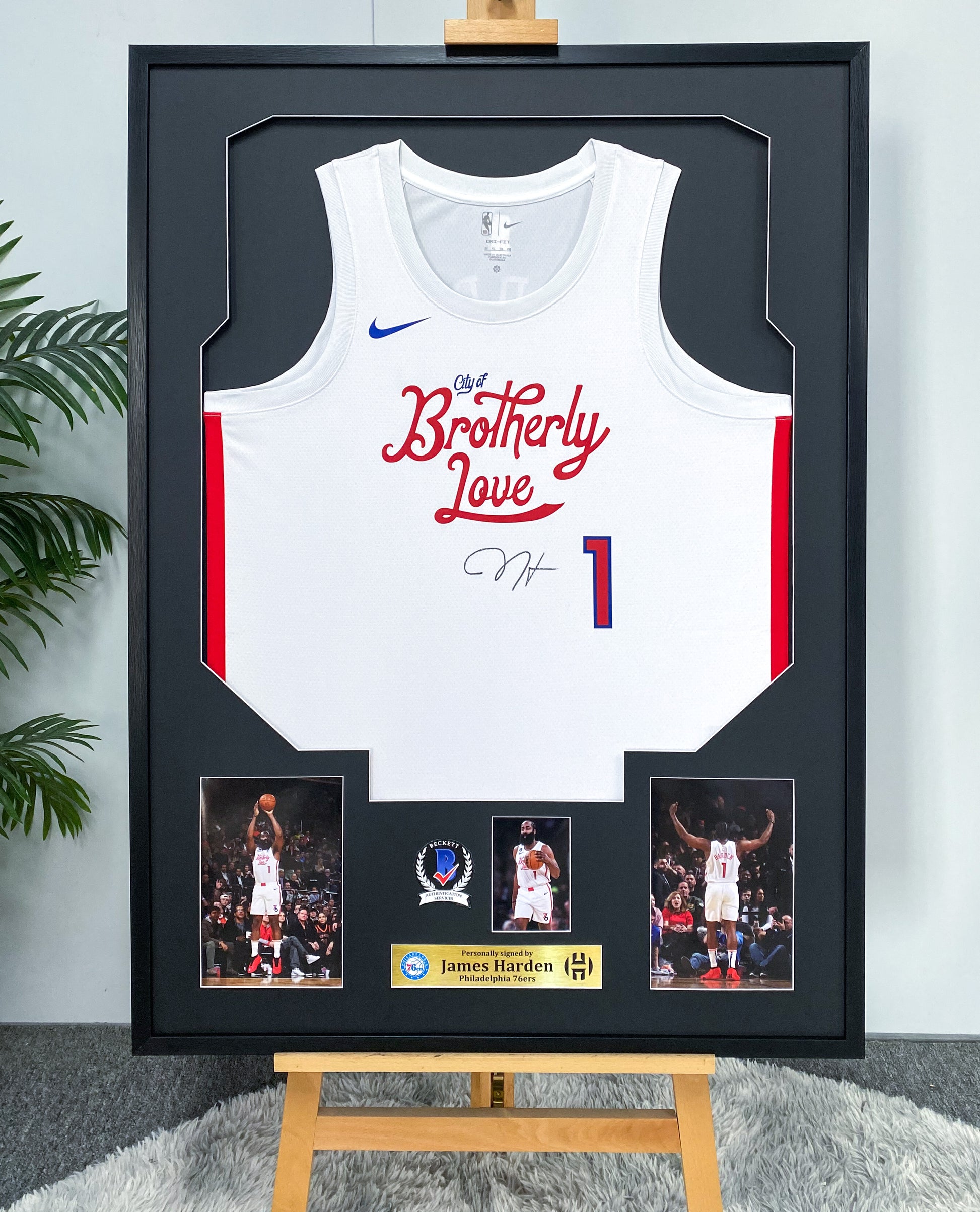 Philadelphia 76ers James Harden Autographed Jersey with Personalized Custom Design Framed 000012