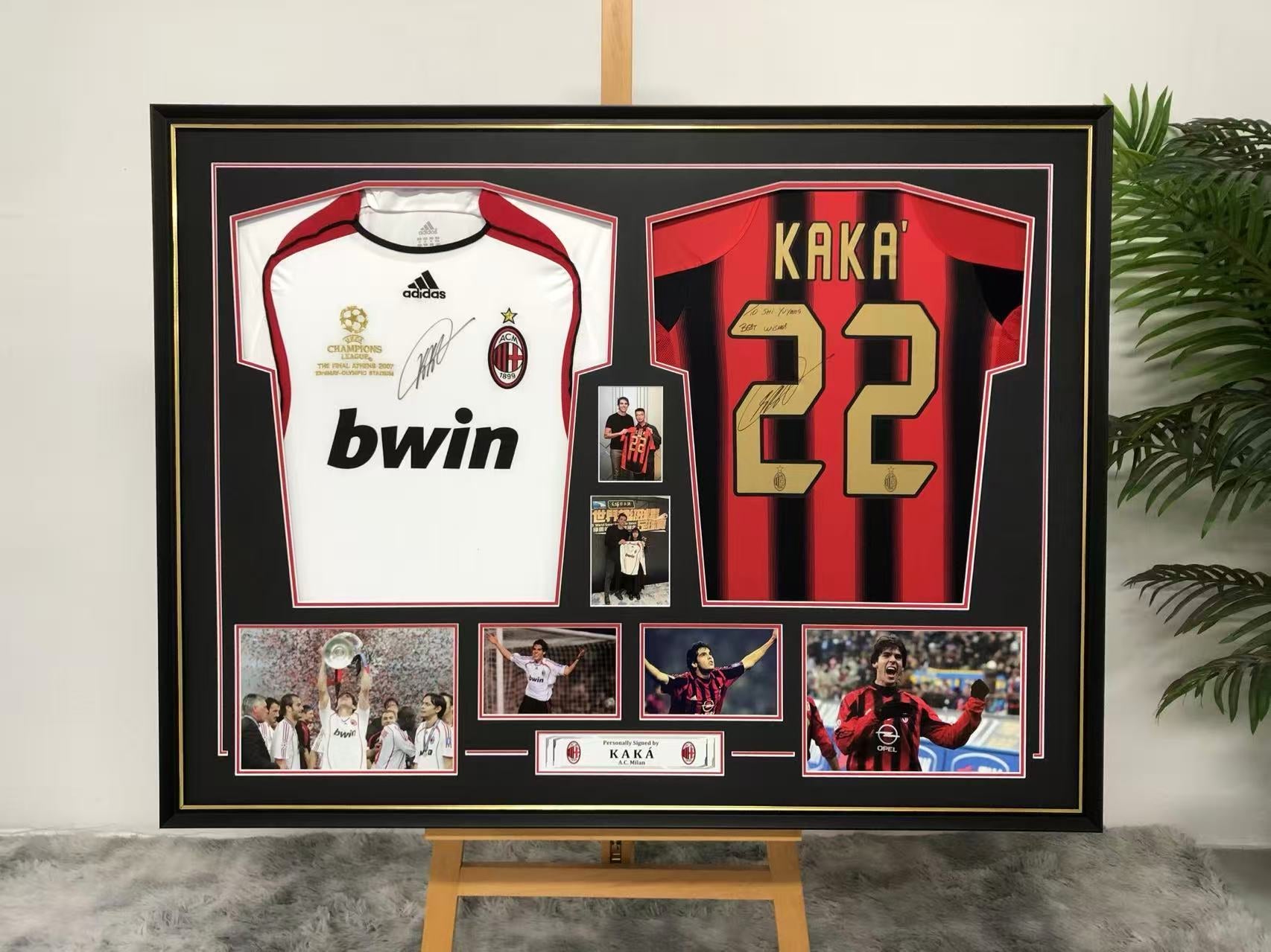 A.C. Milan KAKA Jersey combination Autographed Jersey with Personalized Custom Design Framed  000018