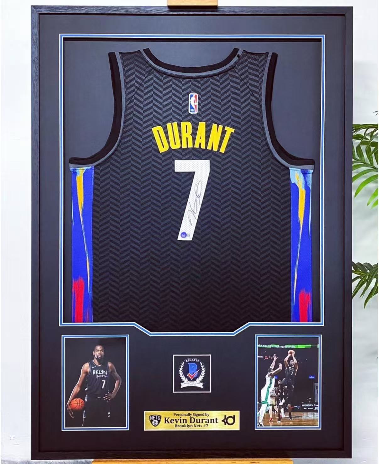 Brooklyn Nets Kevin Durant Autographed Jersey with Standard Design Framed00008