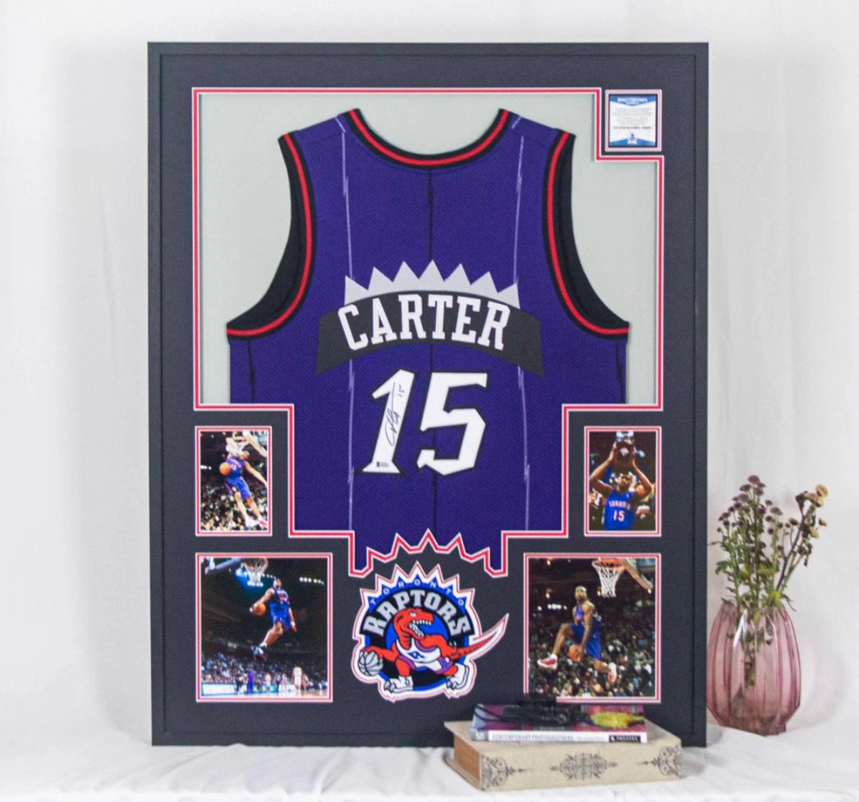 Toronto Raptors Vince Carter Autographed Jersey with Personalized Custom Design Framed 00004