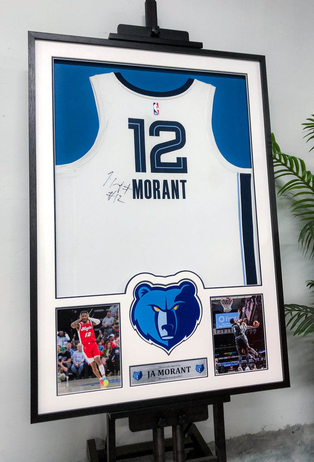 Memphis Grizzlies Ja Morant Autographed Jersey with Personalized Custom Design Framed 000014