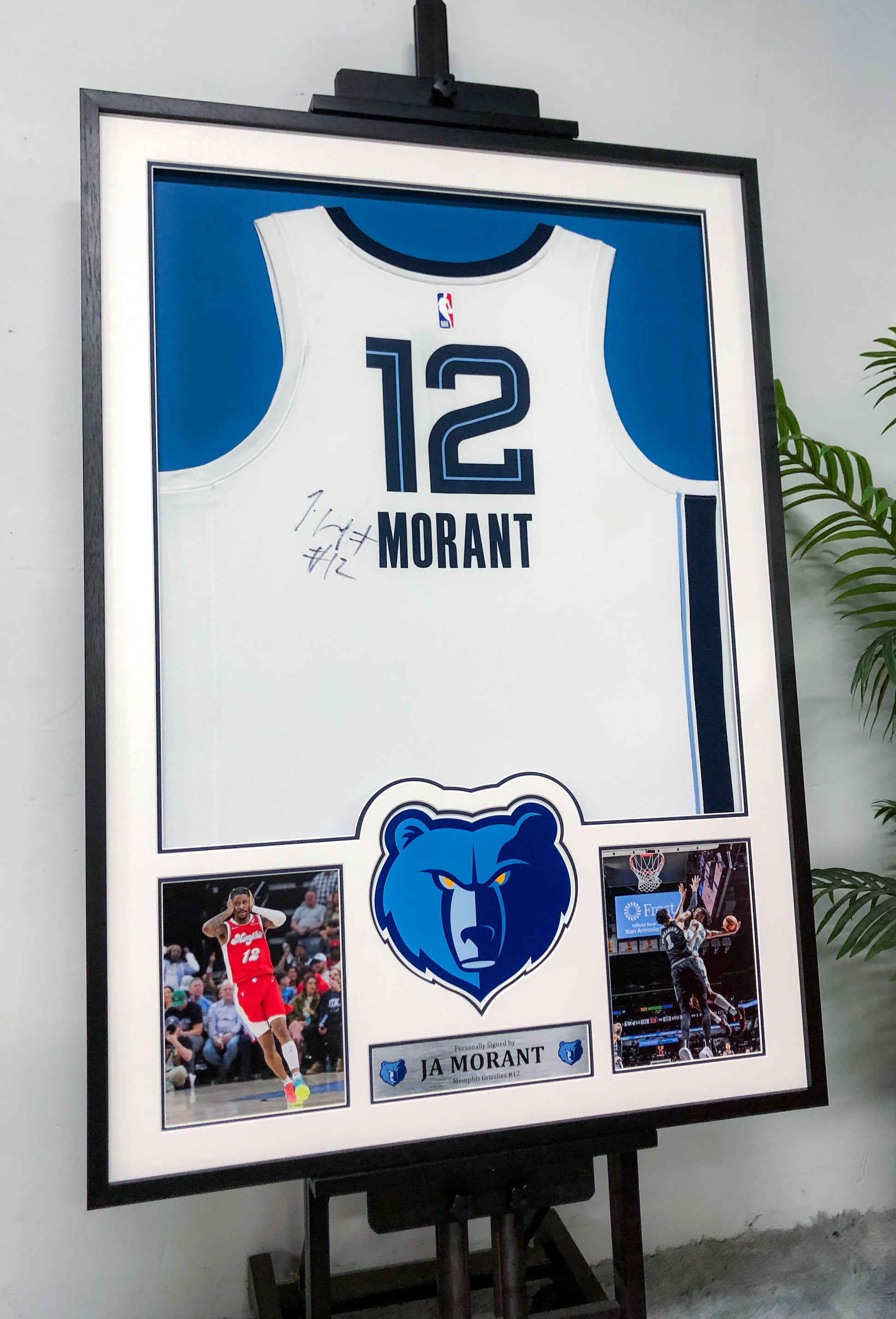Memphis Grizzlies Ja Morant Autographed Jersey with Personalized Custom Design Framed 000014