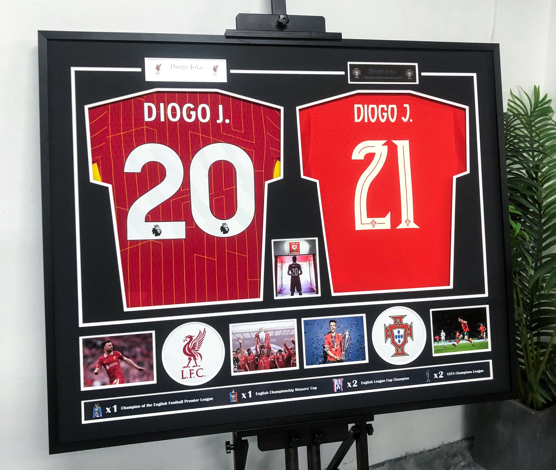 Liverpool Portugal Diogo Jota Jersey with Personalized Custom Design Framed 00049