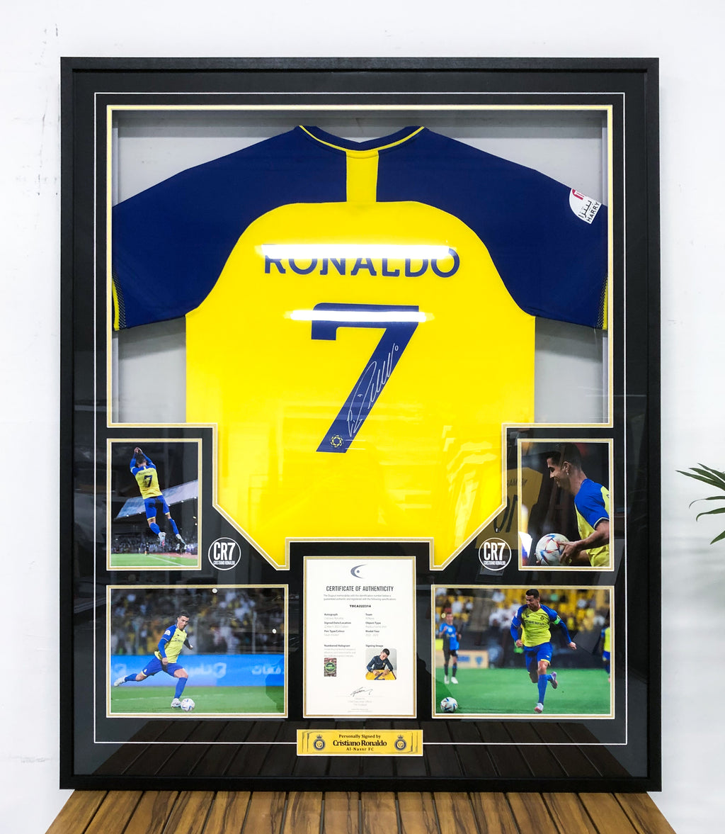 Al-Nassr FC Cristiano Ronaldo Autographed Jersey with Personalized Custom Design Framed 000071