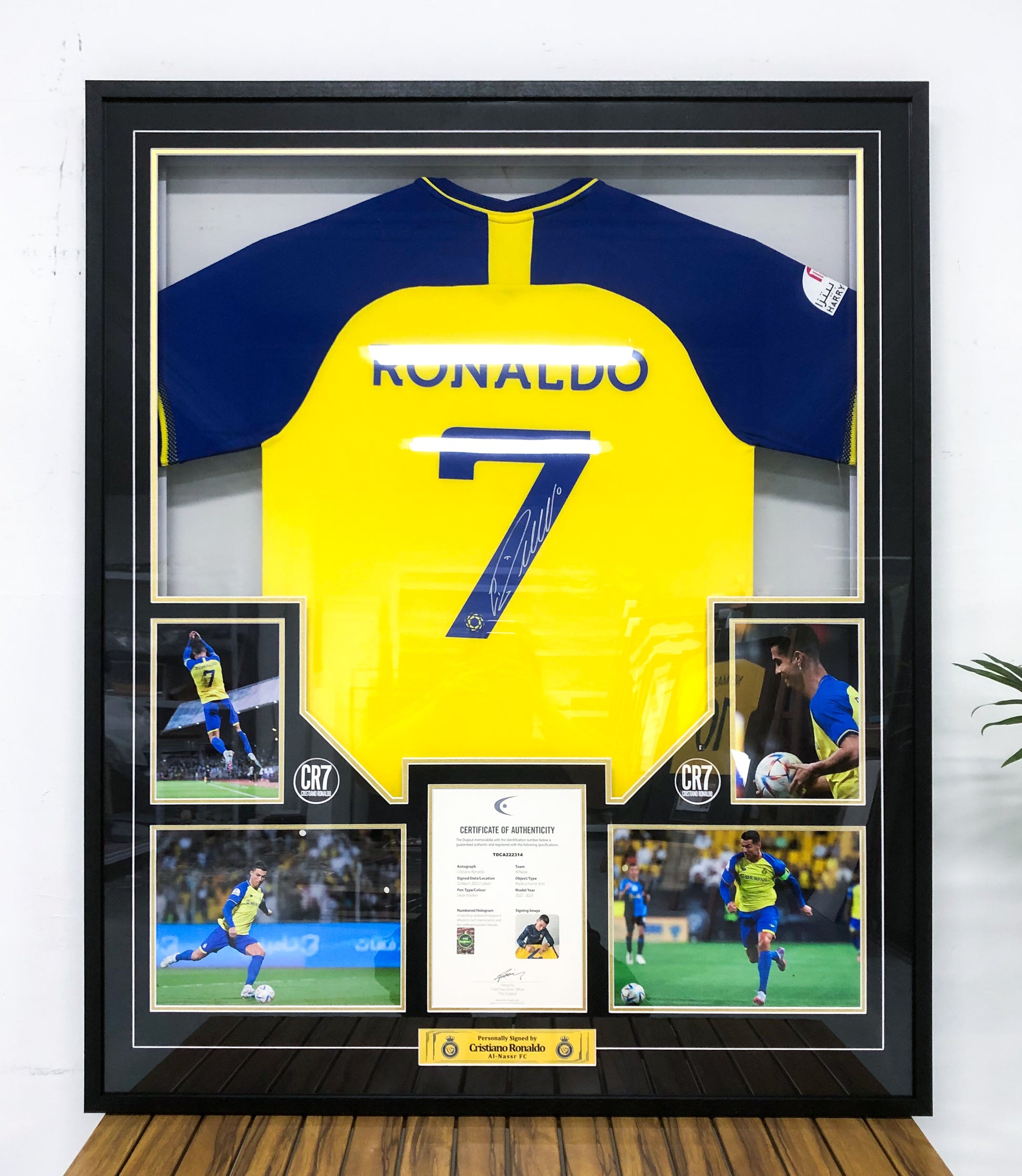Al-Nassr FC Cristiano Ronaldo Autographed Jersey with Personalized Custom Design Framed 000071