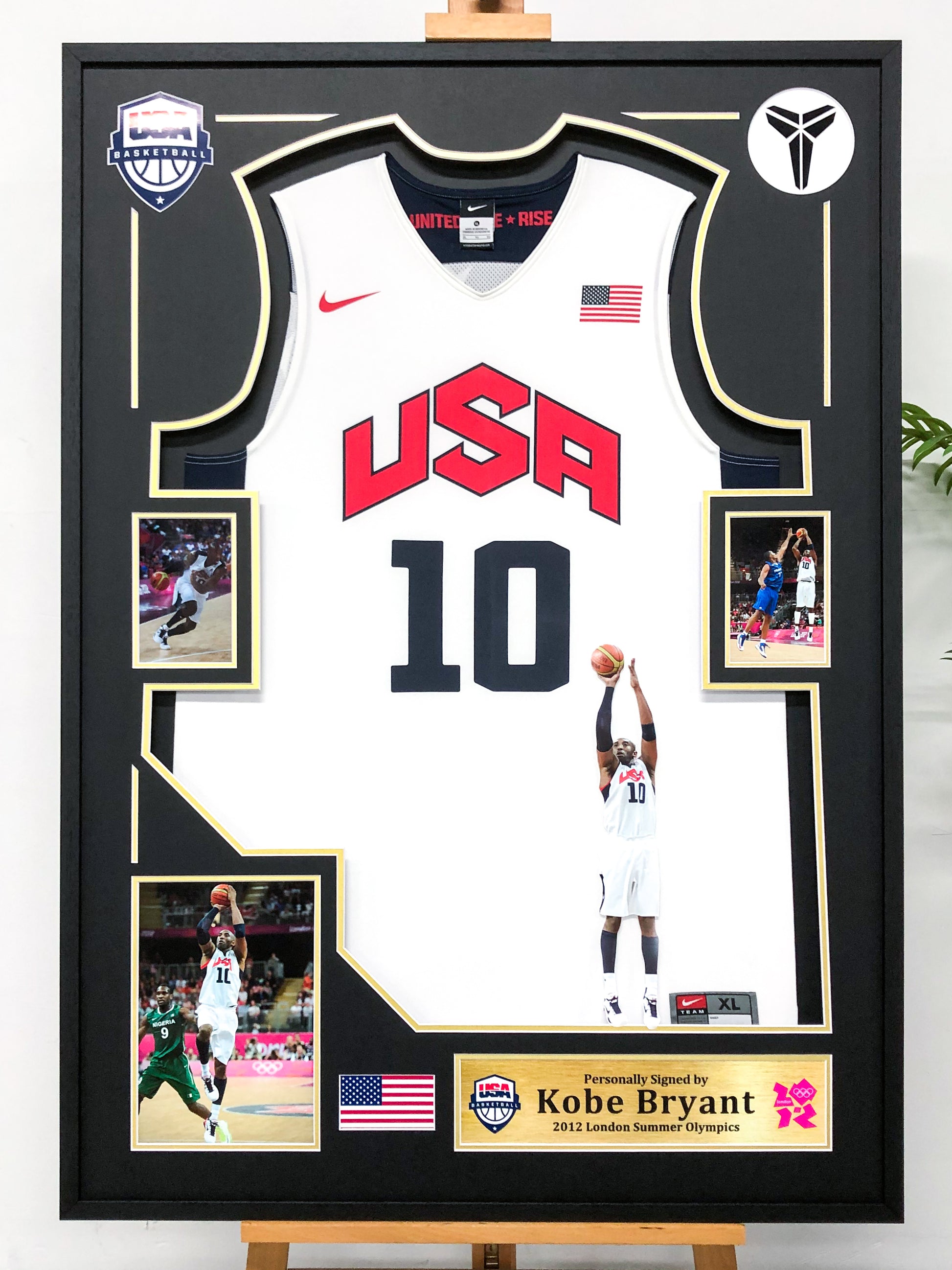 USA Kobe Bryant Autographed Jersey with Personalized Custom Design Framed 00009