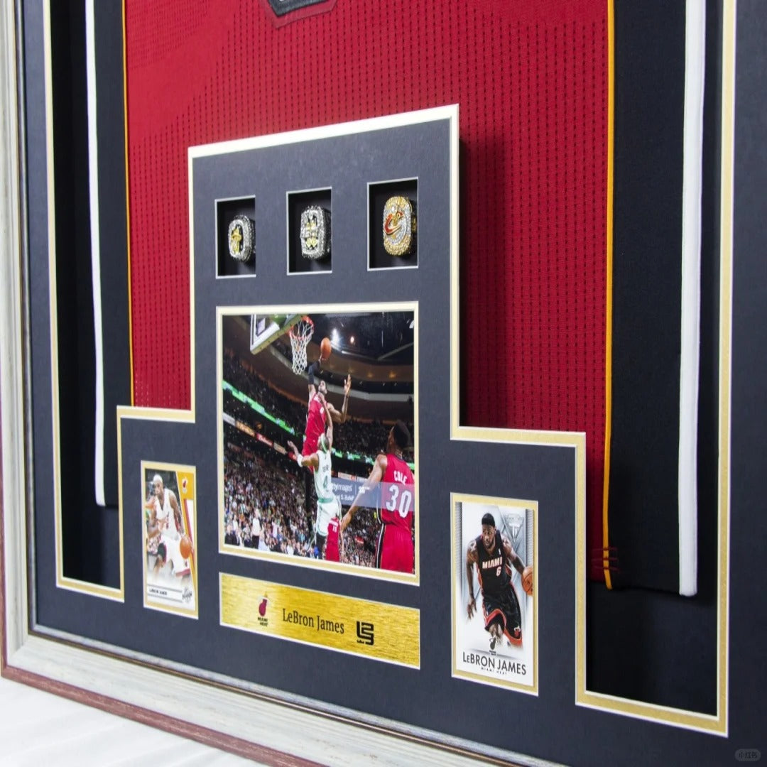 Miami Heat LeBron James Autographed Jersey with Personalized Custom Design Framed 00001
