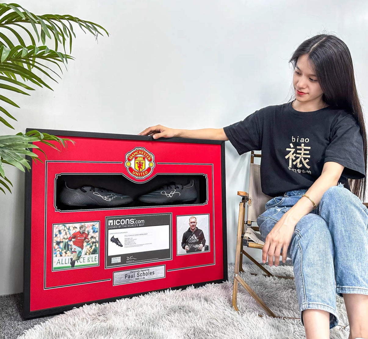 Manchester United Paul Scholes Sneakers with Personalized Custom Design Framed 000021