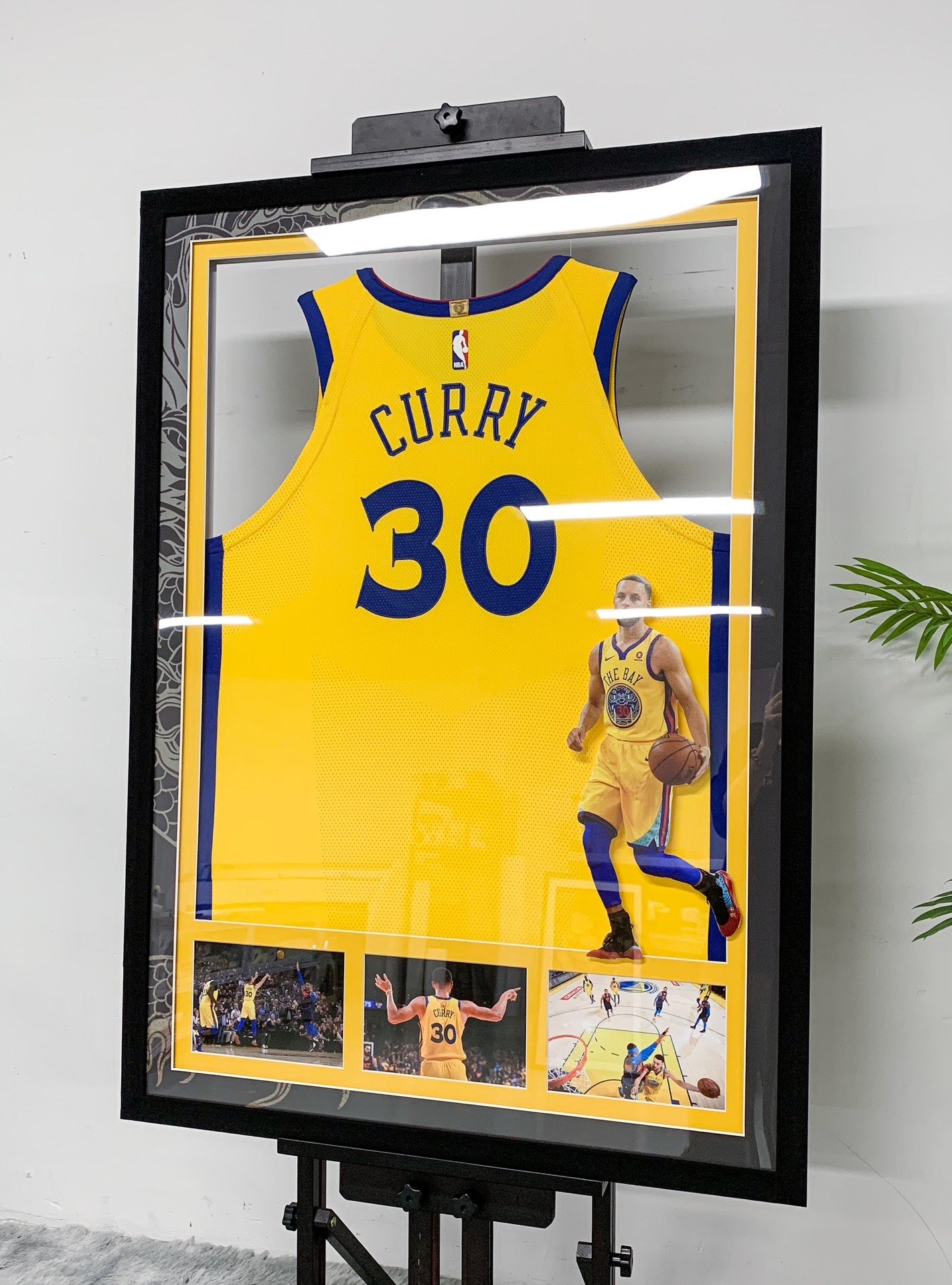 Golden State Warriors Stephen Curry Autographed Jersey with Personalized Custom Design Framed  SC00001