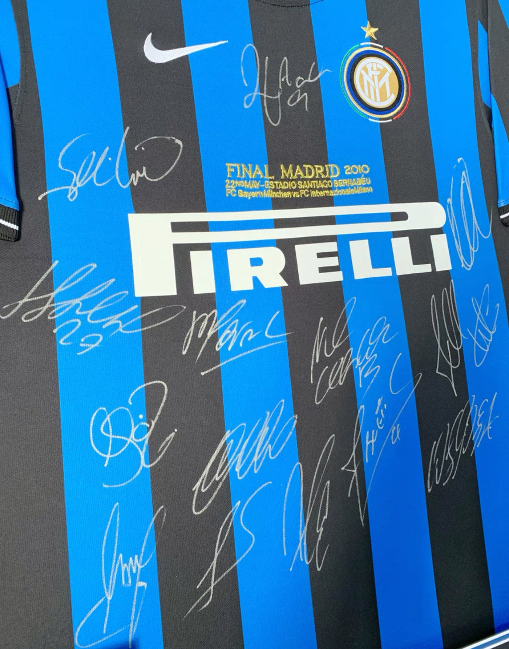 F.C. Internazionale Milano Autographed Jersey with Personalized Custom Design Framed 00002