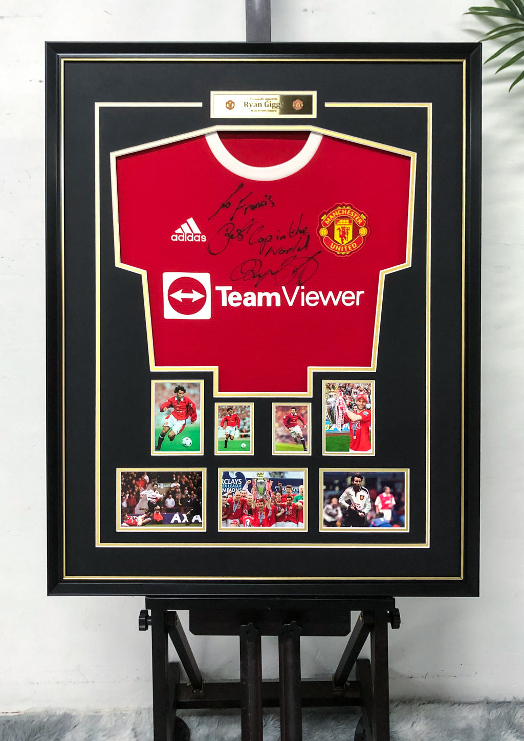 Manchester United Ryan Giggs Autographed Jersey with Personalized Custom Design Framed 00078