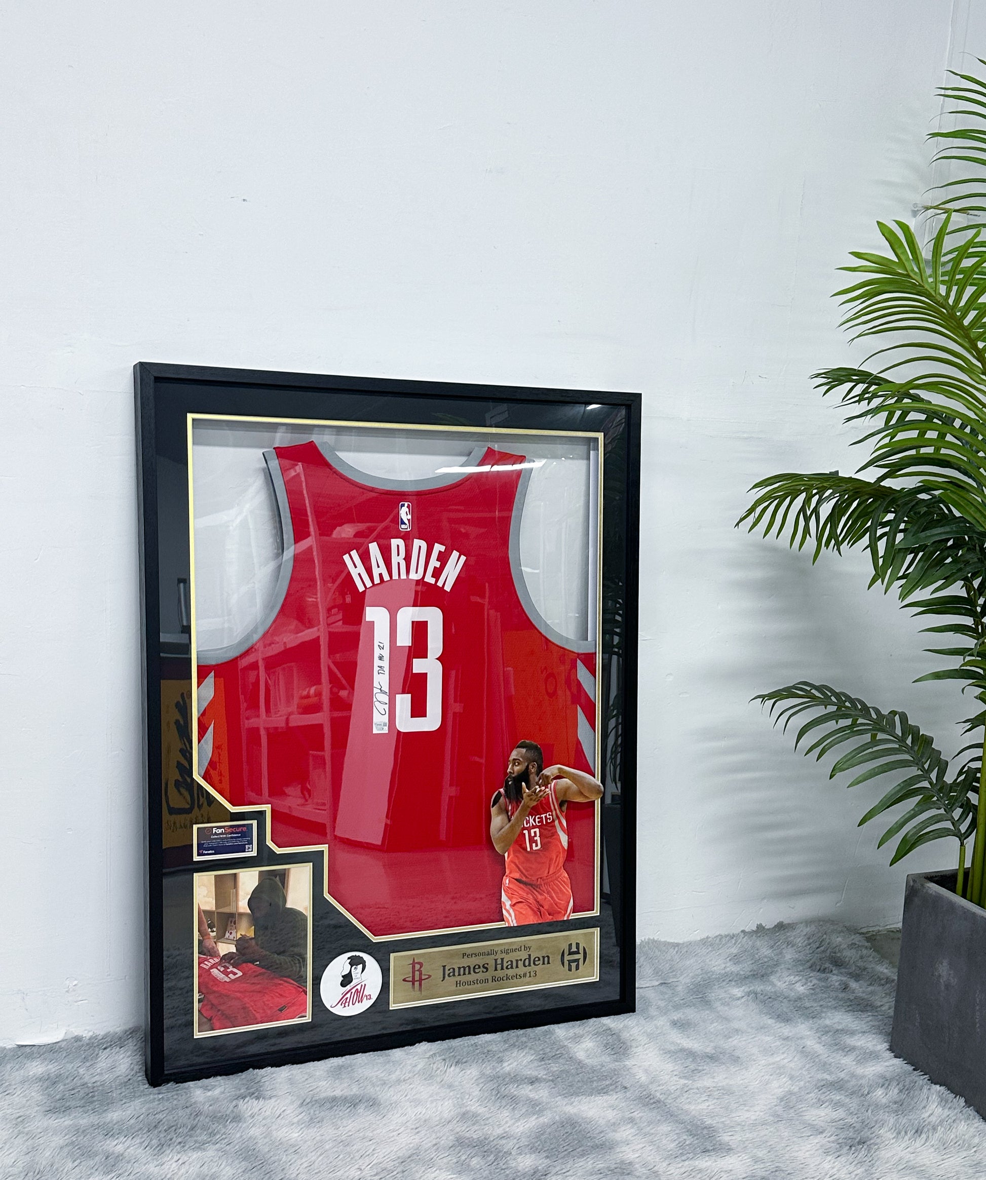 Houston Rockets James Harden Autographed Jersey with Personalized Custom Design Framed 00003
