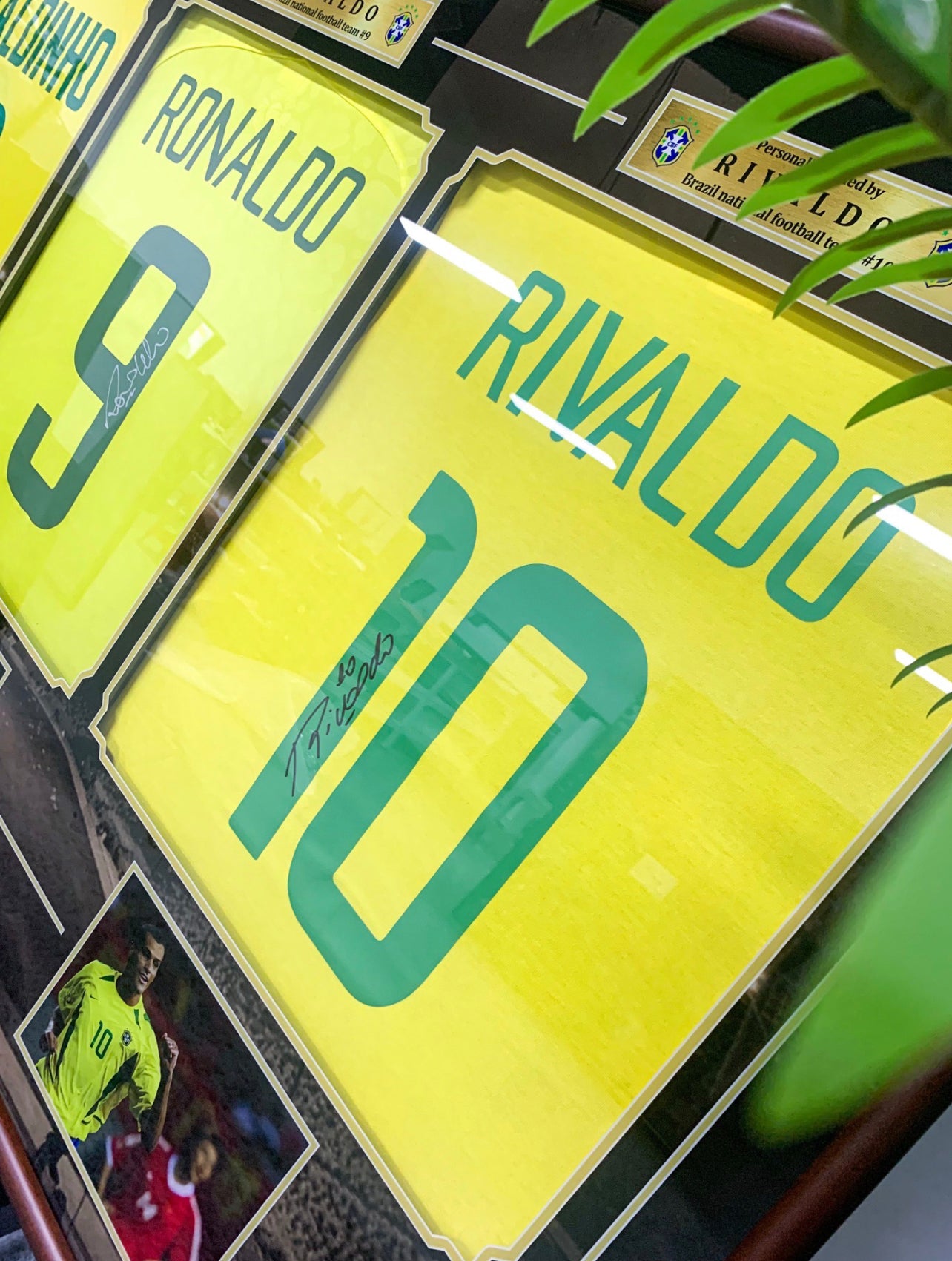 Brazil national team RONALDO RIVALDO Autographed Jersey with Personalized Custom Design Framed 00015