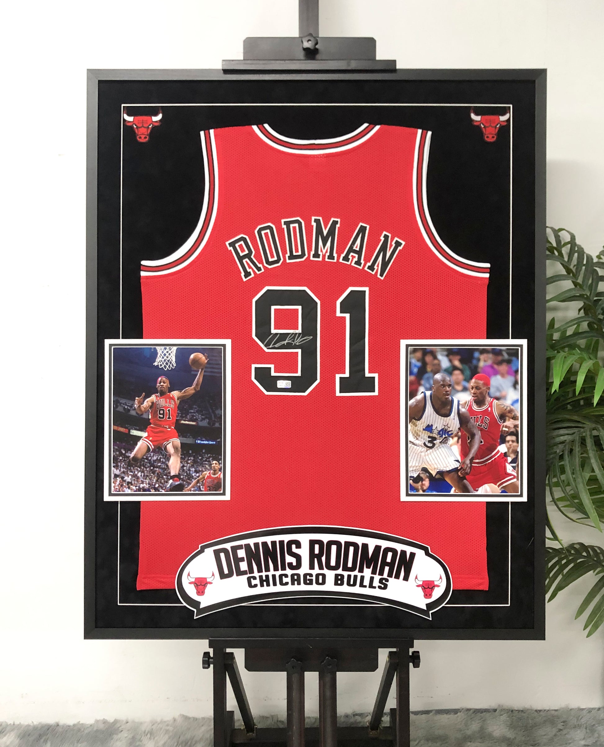 Chicago Bulls Dennis Rodman Autographed Jersey with Standard Design Framed 000015