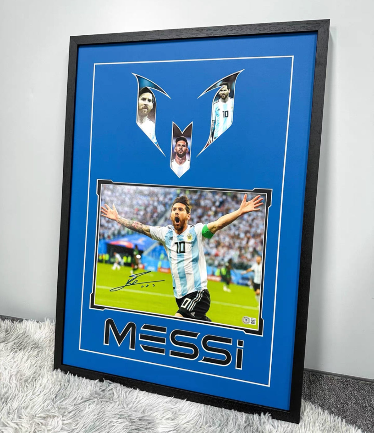 Argentina Lionel Messi Poster with Personalized Custom Design Framed 000029