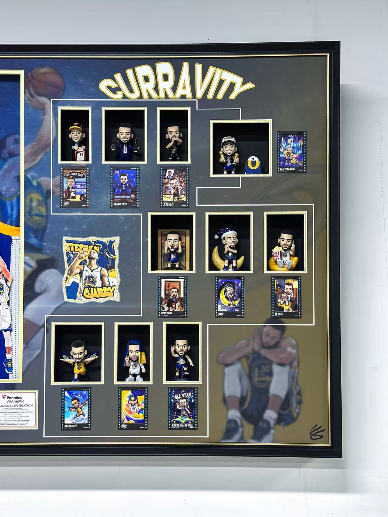 Golden State Warriors Stephen Curry Autographed Jersey with Personalized Custom Design Framed 000072