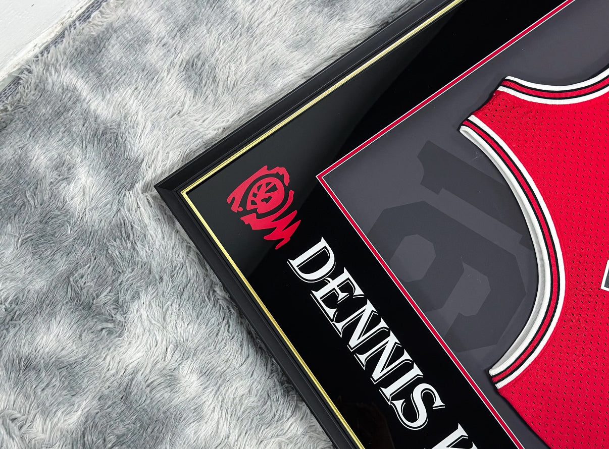 Chicago Bulls Dennis Rodman Autographed Jersey with Personalized Custom Design Framed 000011