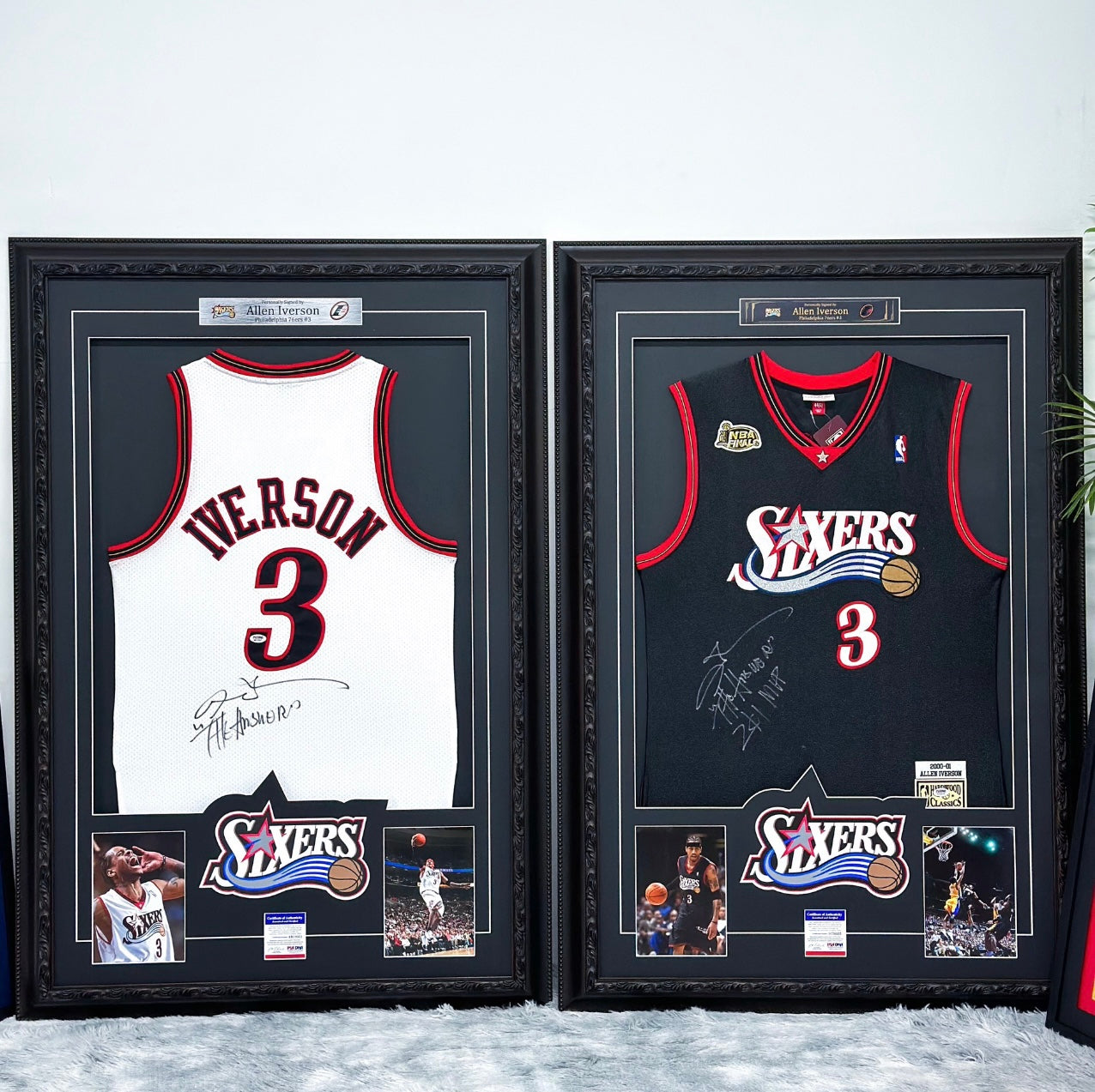 Philadelphia 76ers Allen Iverson Autographed Jersey with Personalized Custom Design Framed 00004