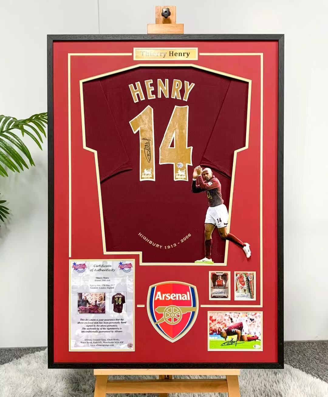 The Arsenal Football Club Thierry  Henry Autographed Jersey with Personalized Custom Design Framed 00018