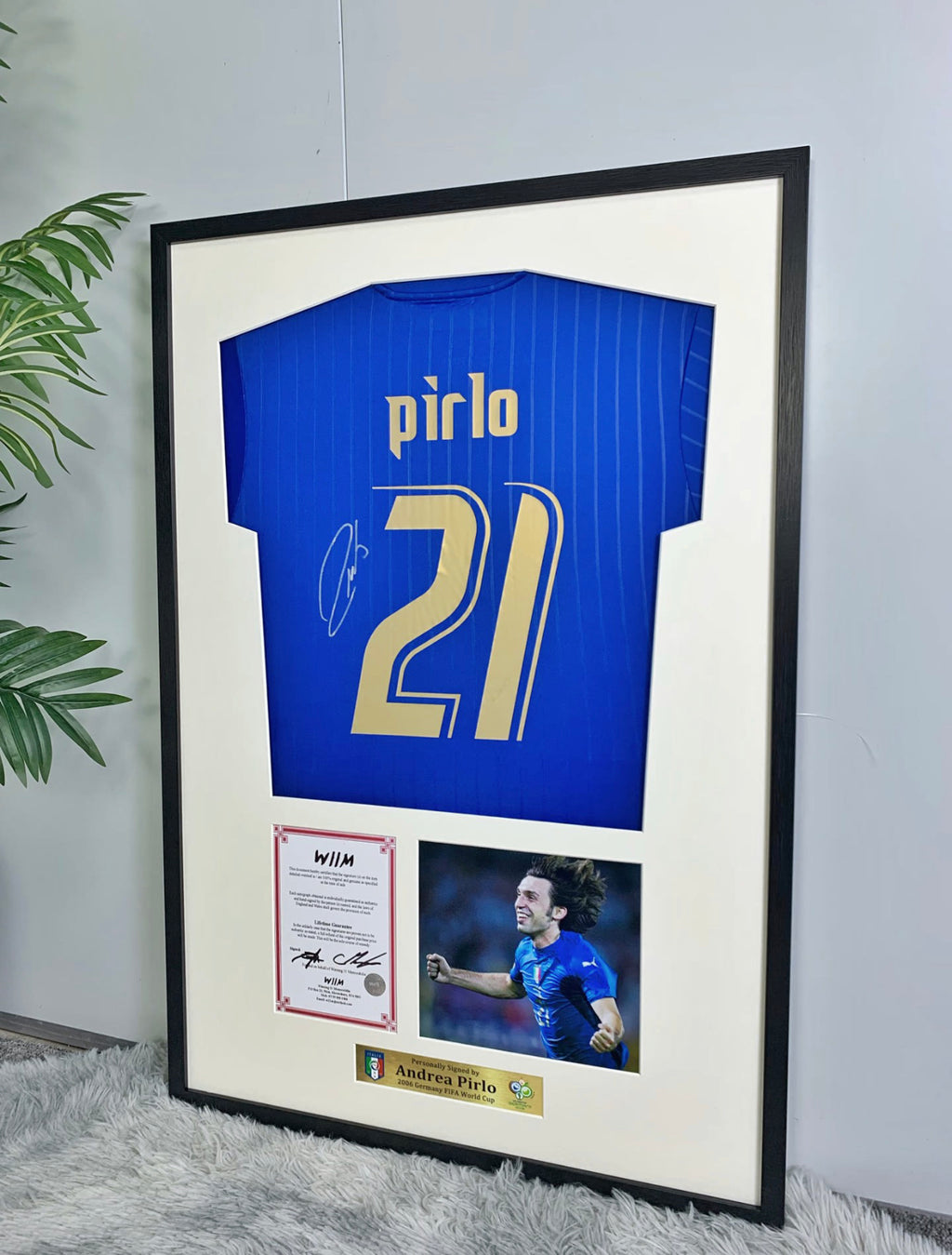 Italy Andrea Pirlo Autographed Jersey with Personalized Custom Design Framed 00008