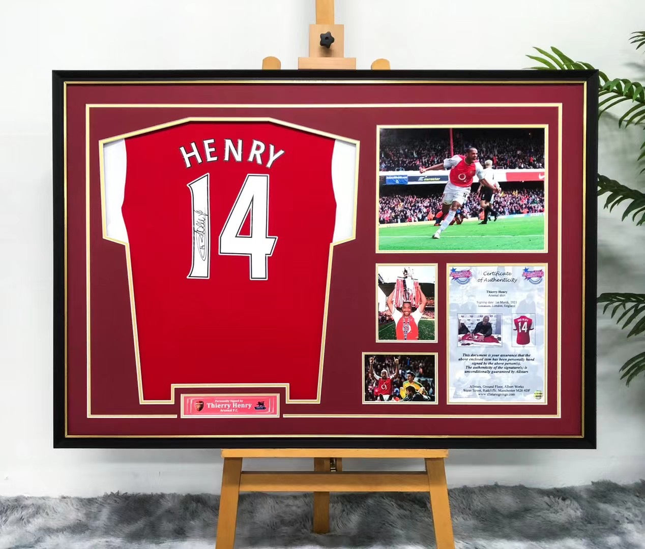 The Arsenal Football Club Thierry  Henry Autographed Jersey with Personalized Custom Design Framed 00020