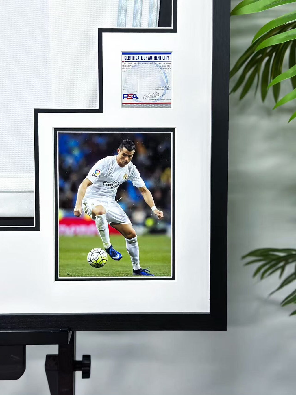 Real Madrid CF Cristiano Ronaldo Autographed Jersey with Personalized Custom Design Framed 000080