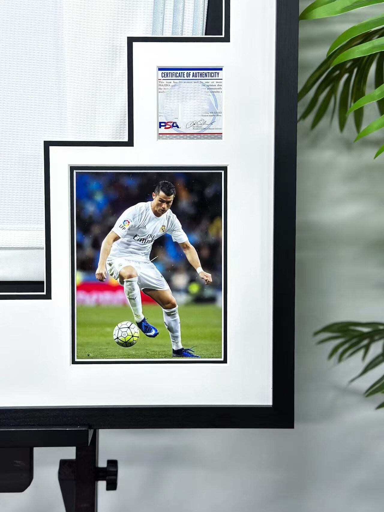 Real Madrid CF Cristiano Ronaldo Autographed Jersey with Personalized Custom Design Framed 000080