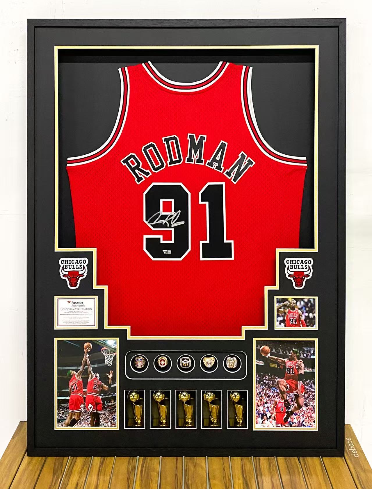 Chicago Bulls Dennis Rodman Autographed Jersey with Personalized Custom Design Framed 00008