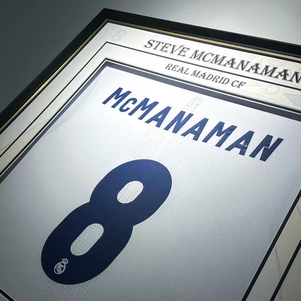 Real Madrid CF Steve McManaman Autographed Jersey with Personalized Custom Design Framed 00020