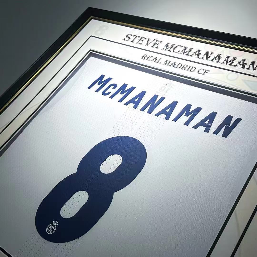 Real Madrid CF Steve McManaman Autographed Jersey with Personalized Custom Design Framed 00020