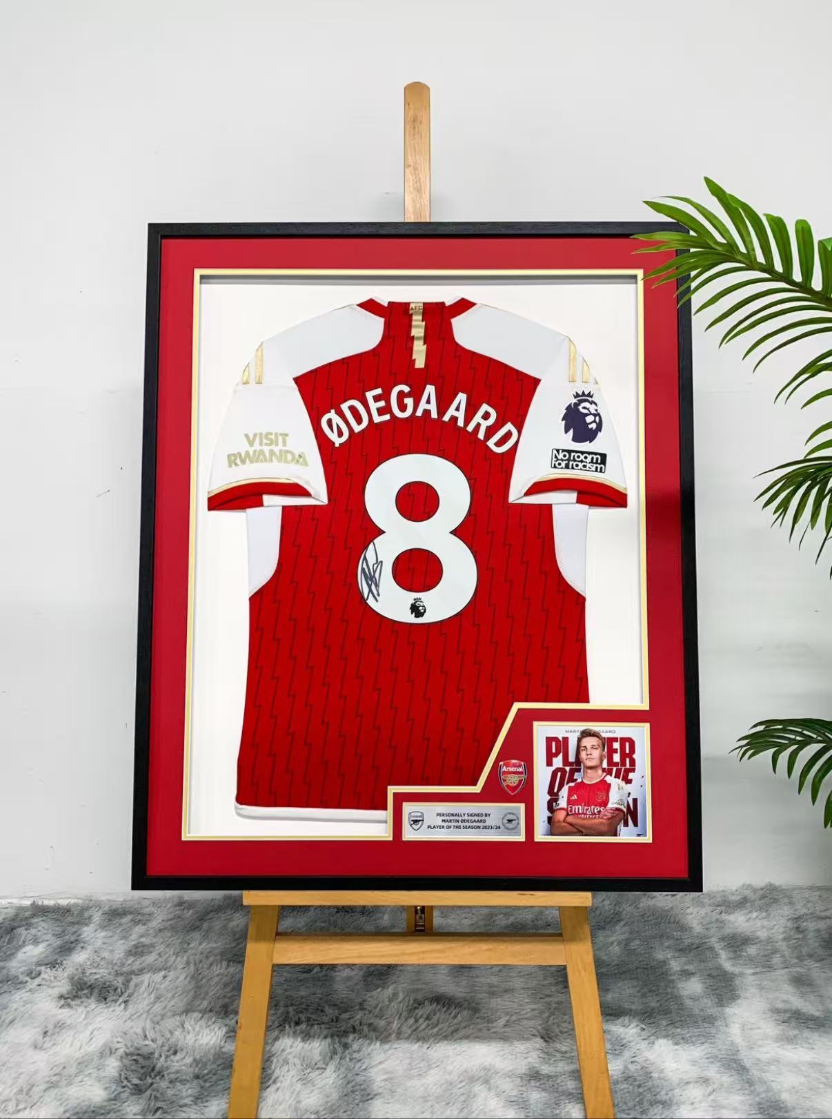 The Arsenal Football Club Martin ØDegaard Autographed Jersey with Personalized Custom Design Framed 00009