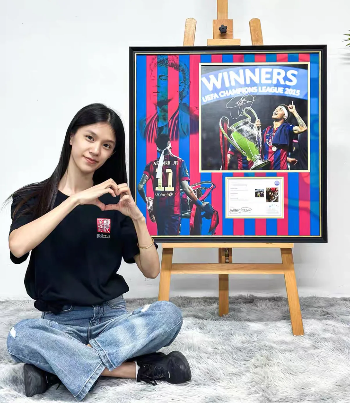 FC Barcelona Neymar Poster with Personalized Custom Design Framed 000157