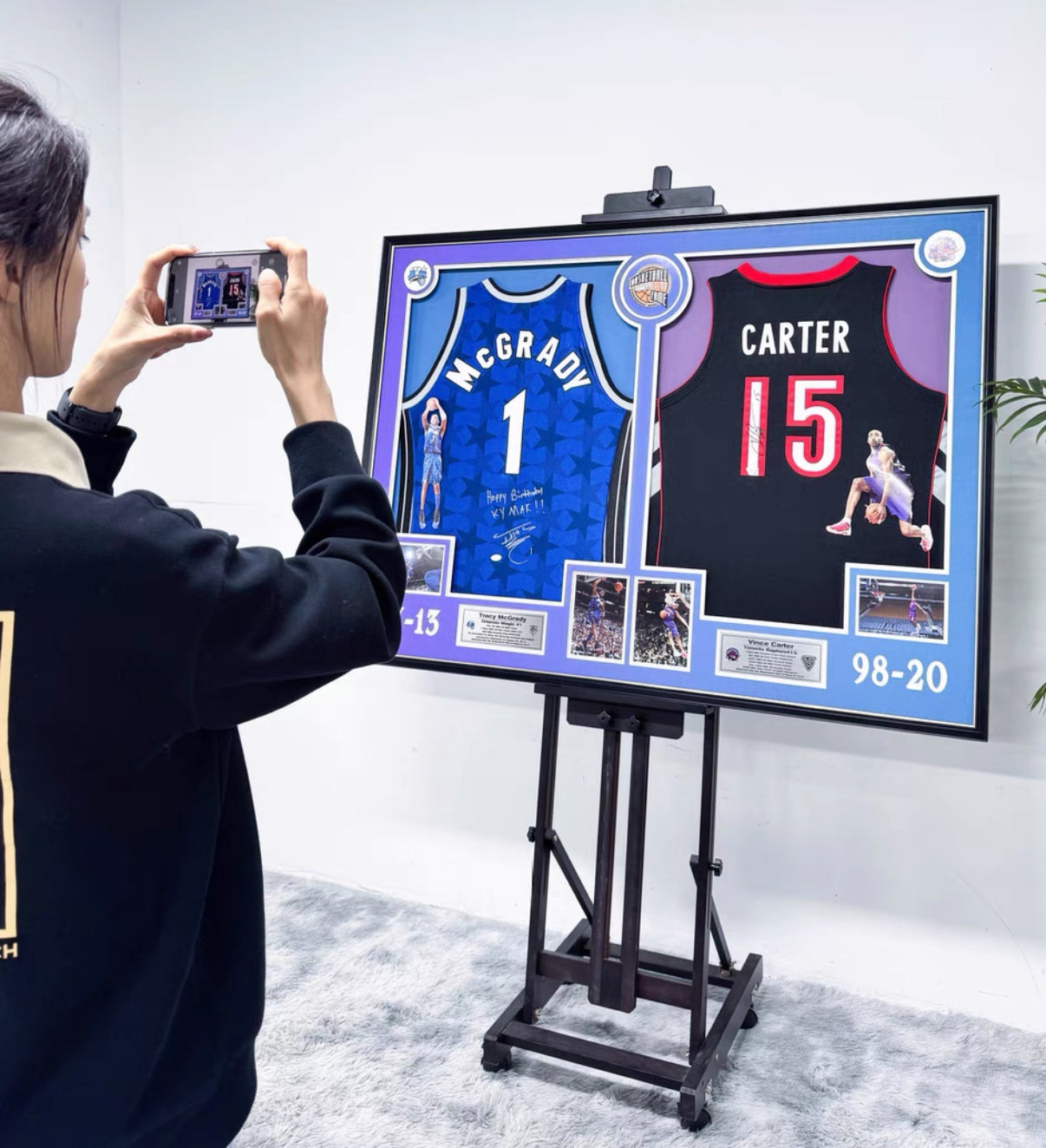 Toronto Raptors Vince Carter Autographed Jersey with Personalized Custom Design Framed 00006