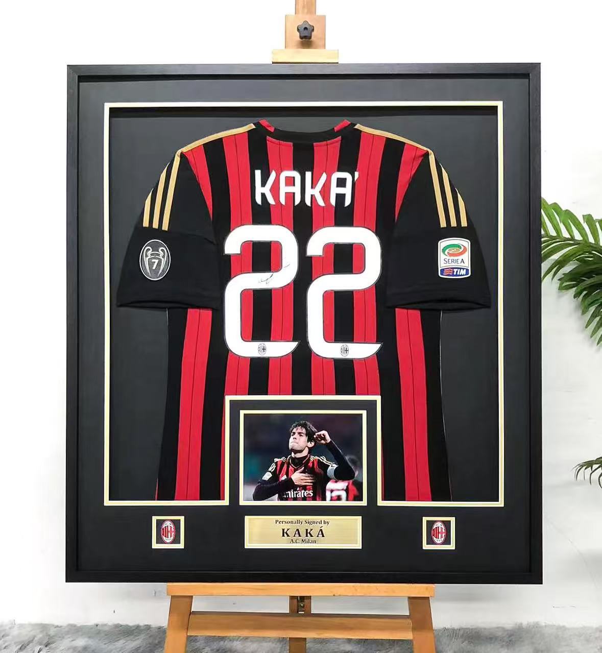 A.C. Milan KAKA Autographed Jersey with Personalized Custom Design Framed 00009
