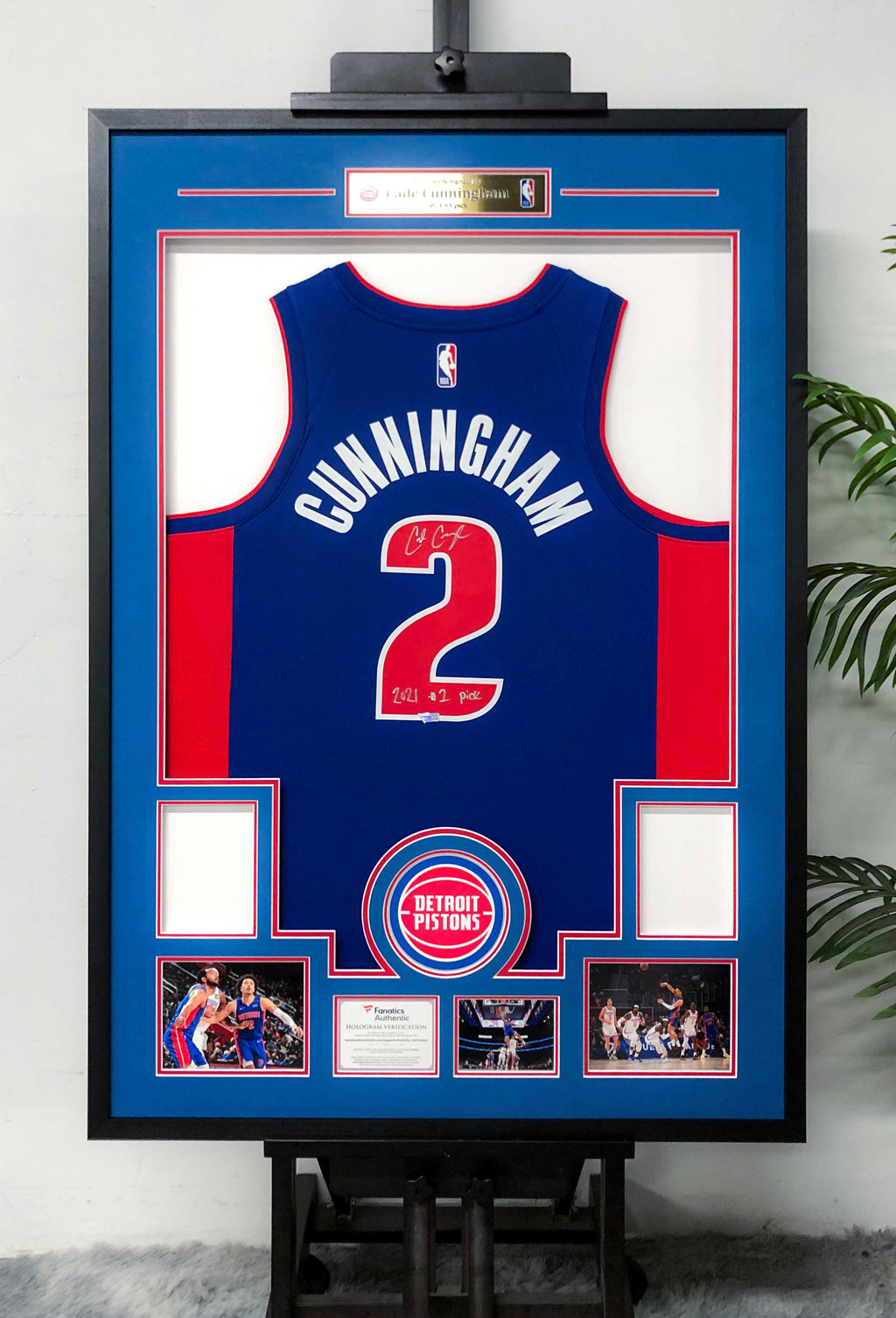 Detroit Pistons Cade Cunningham Autographed Jersey with Personalized Custom Design Framed 00022