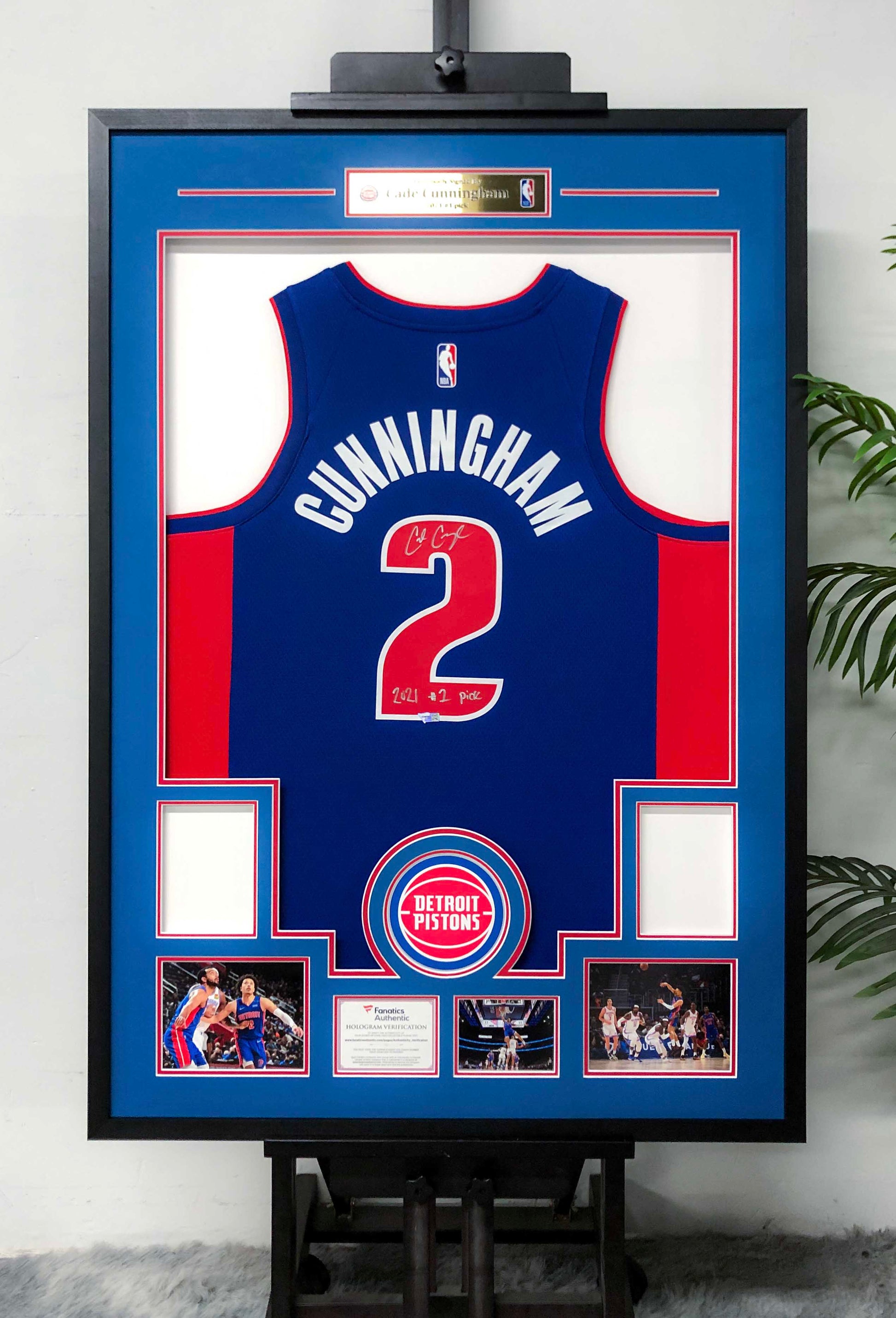 Detroit Pistons Cade Cunningham Autographed Jersey with Personalized Custom Design Framed 00022