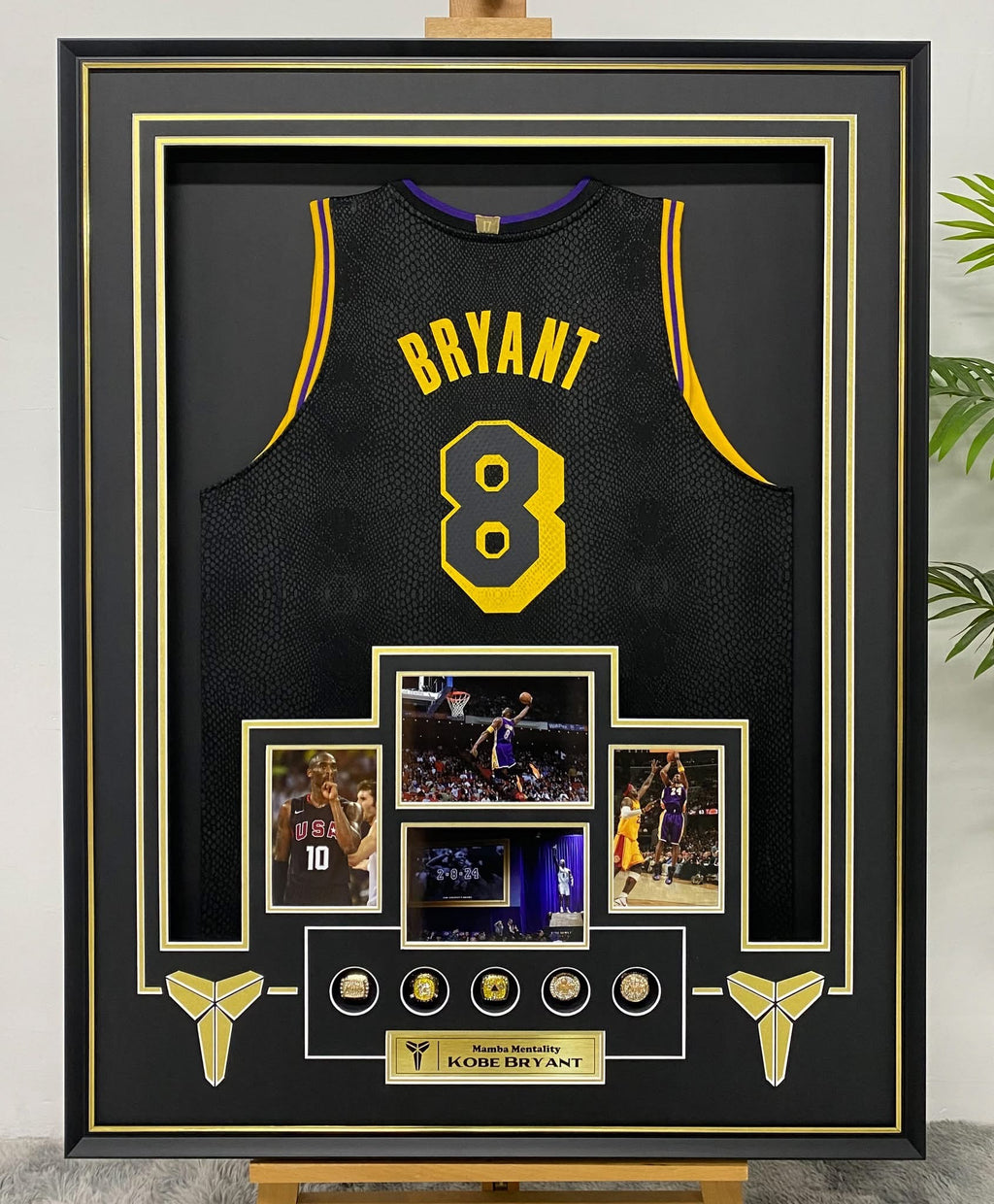 Los Angeles Lakers Kobe Bryant Autographed Jersey with Personalized Custom Design Framed 00005