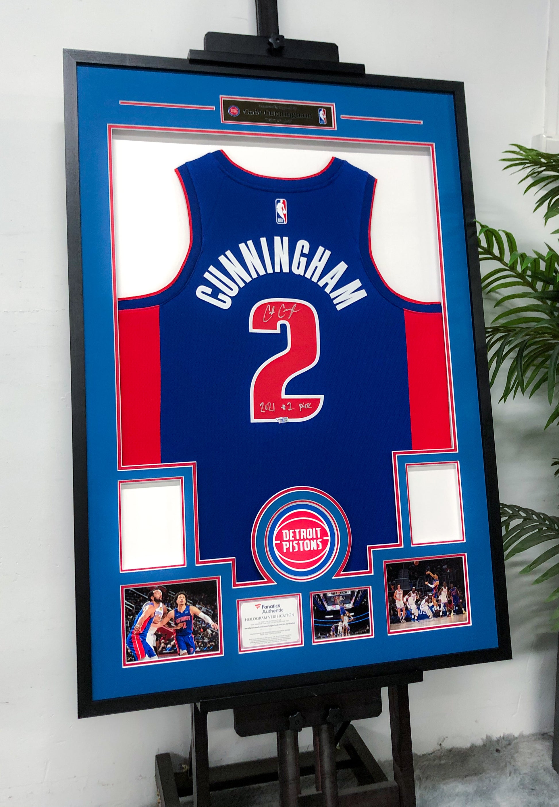 Detroit Pistons Cade Cunningham Autographed Jersey with Personalized Custom Design Framed 00022