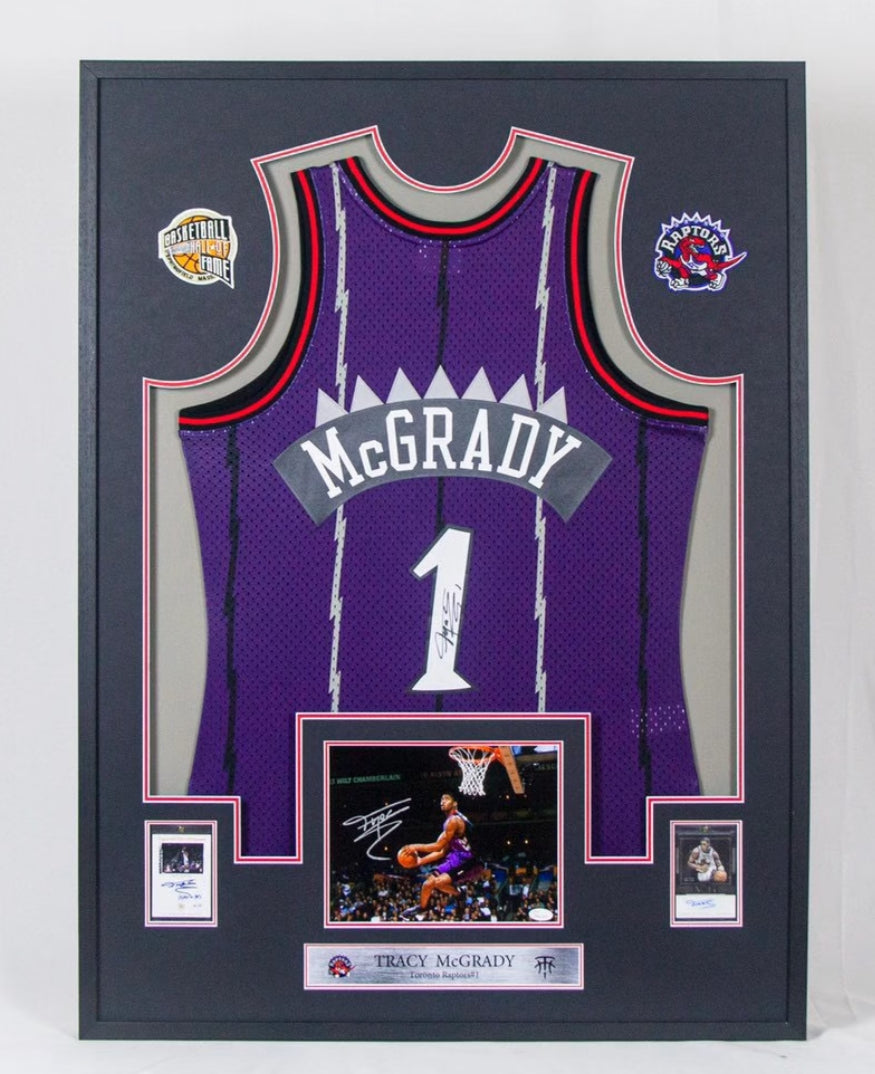 Toronto Raptors Tracy McGrady Autographed Jersey with Personalized Custom Design Framed 000016