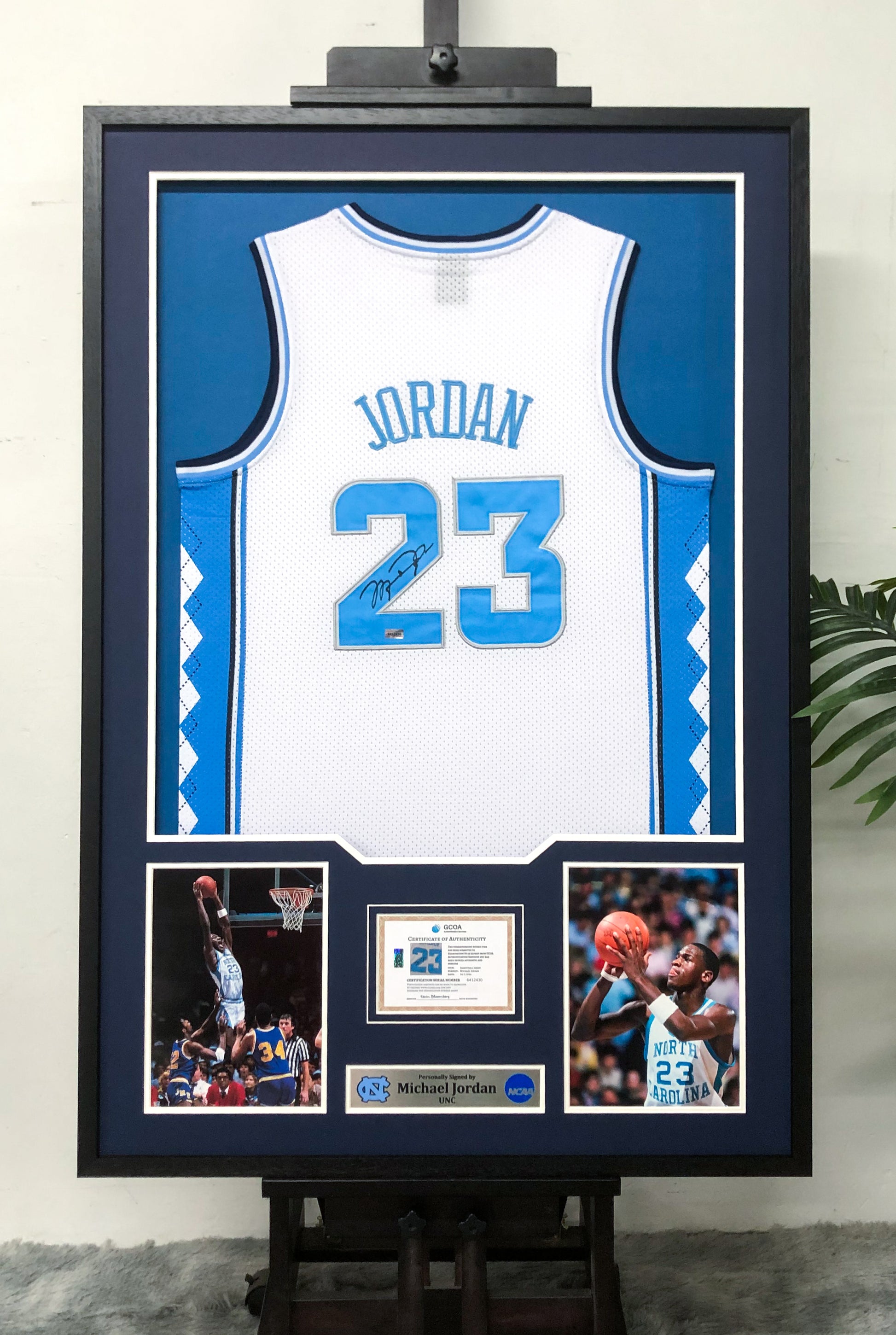 North Carolina Michael Jordan Autographed Jersey with Standard Design Framed 00024