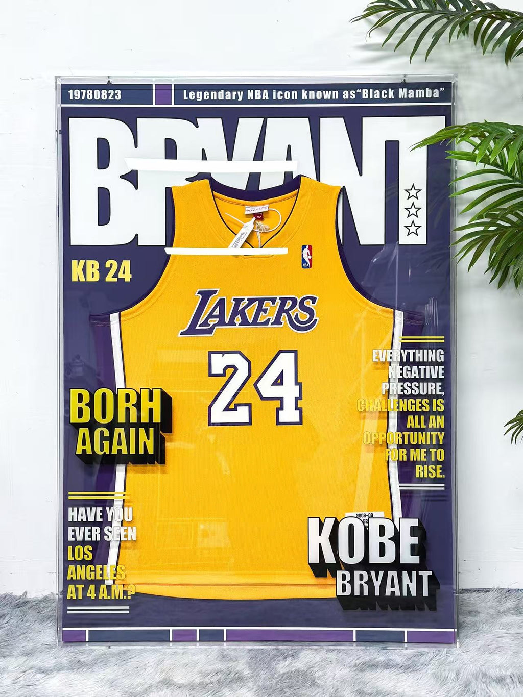 Los Angeles Lakers Kobe Bryant Autographed Jersey with Personalized Custom Design Framed 000082