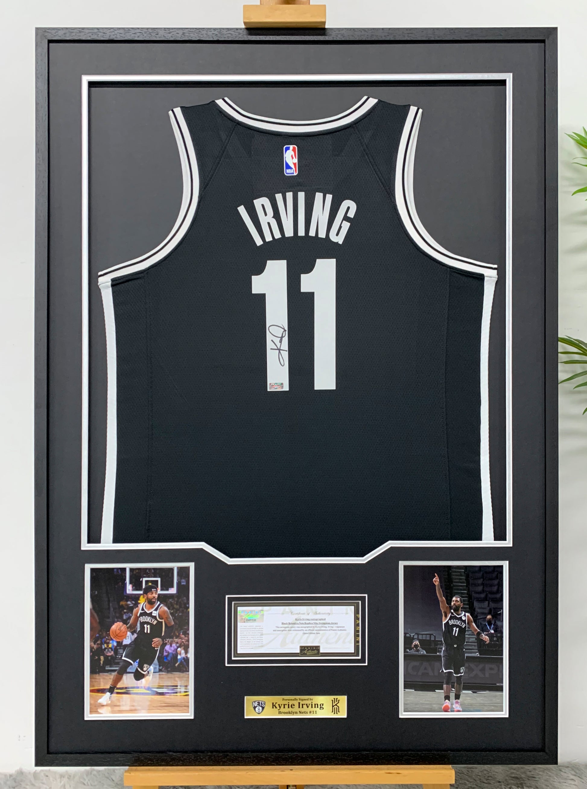 Brooklyn Nets Kyrie Irving Autographed Jersey with Standard Design Framed00006