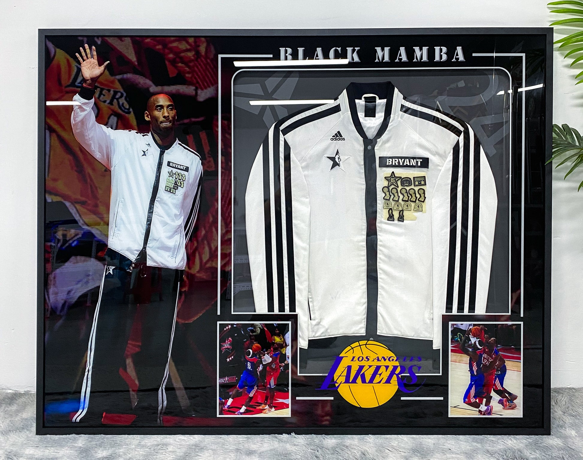 Los Angeles Lakers Kobe Bryant Autographed Jersey with Personalized Custom Design Framed 000080