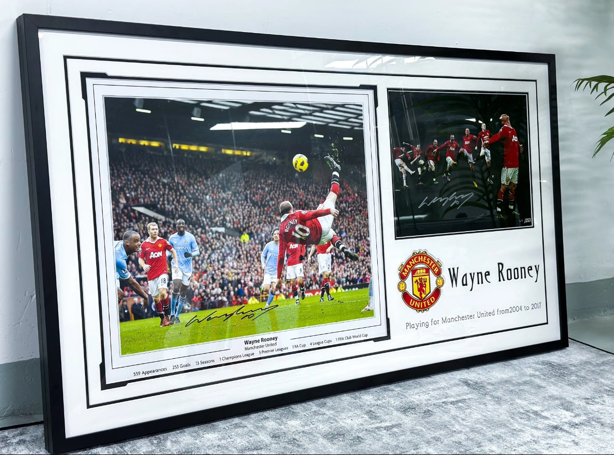 Manchester United Wayne Rooney Poster with Personalized Custom Design Framed 000084