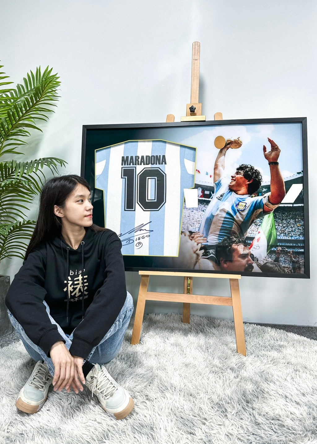 Argentina Diego Maradona Autographed Jersey with Personalized Custom Design Framed 000027